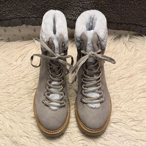Splendid Gray Winter Boots with Faux Fur Lining